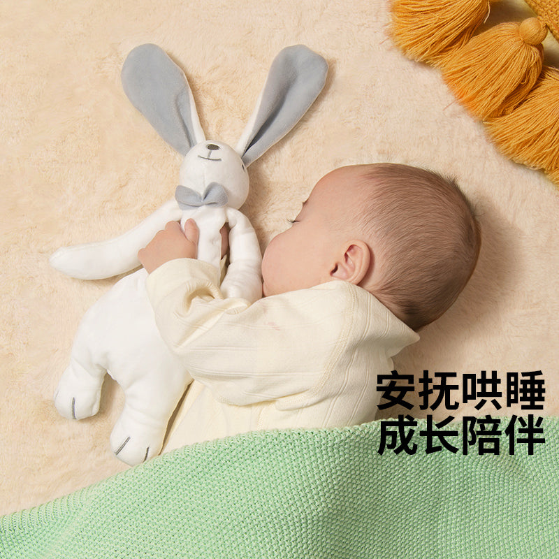 Baby comfort blanket toy, chewable rabbit hand puppet toy, baby sleep cuddle toy, ABBEBE sleep soothing tool - image 1