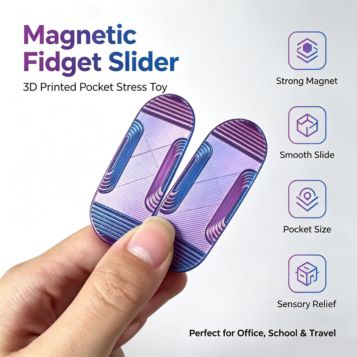 3D Printed Magnetic Fingertip Slider Stress Relief Toy Magnetic Sliding Decompression Gadget Portable for Office, Study, and Travel - image 1