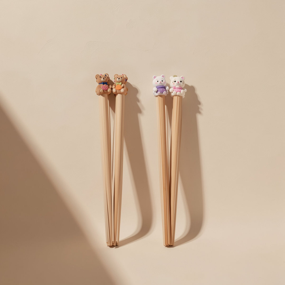 18 cm bamboo training chopsticks for children with a cartoon animal design - view 3