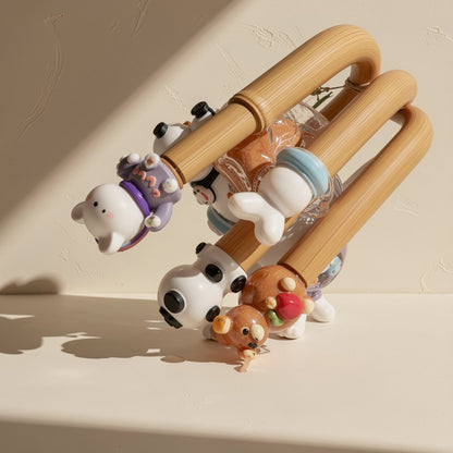 18 cm bamboo training chopsticks for children with a cartoon animal design - view 4