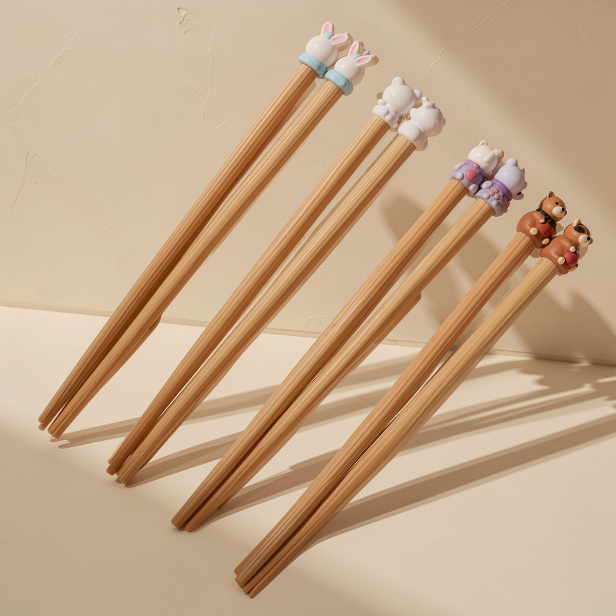 18 cm bamboo training chopsticks for children with a cartoon animal design - view 5