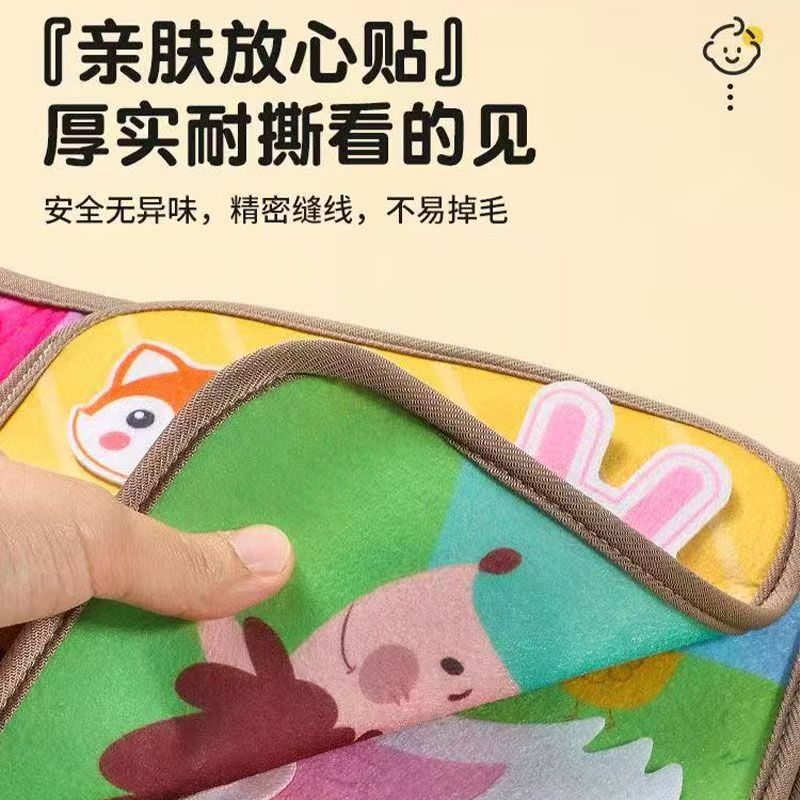 Tear-resistant baby quiet cloth book, Montessori early education, chewable and tearable book for infants, magic tape felt cloth toy - image 2