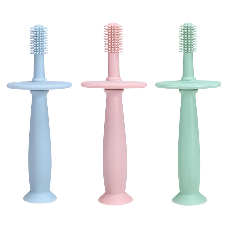 Cross-border silicone toothbrush for toddlers, baby teether, children's toothbrush for cleaning tongue coating, infant and toddler supplies, teether - image 1