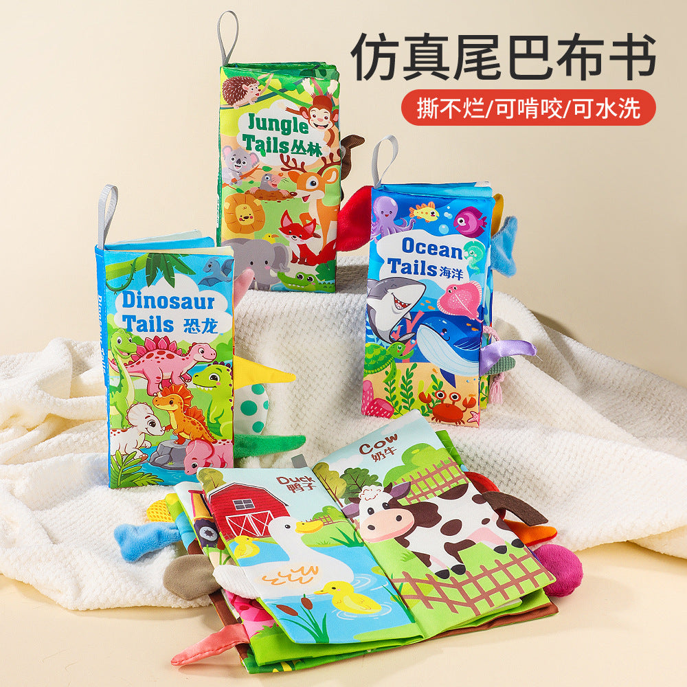 Baby Early Education Bilingual Tail Cloth Book, Chewable Baby Educational Toy, Indestructible Cloth Book with 6 Major Themes - image 1