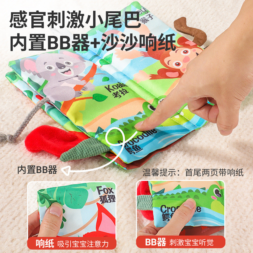 Baby Early Education Bilingual Tail Cloth Book, Chewable Baby Educational Toy, Indestructible Cloth Book with 6 Major Themes - image 2