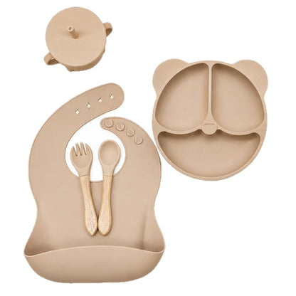 Cross-border children's silicone tableware set, five-piece set, children's dinner plate, mother and baby food supplements, food bowl, silicone spoon - image 5