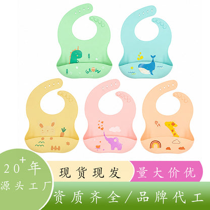 New in stock: children's silicone bibs, baby waterproof and anti-dirt silicone saliva towels, baby food bibs wholesale - image 1