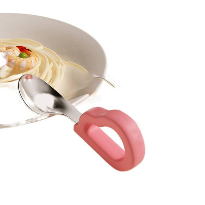 Baby spoon for training infants to eat independently, special stainless steel fork and spoon for learning to eat, children's tableware - image 5