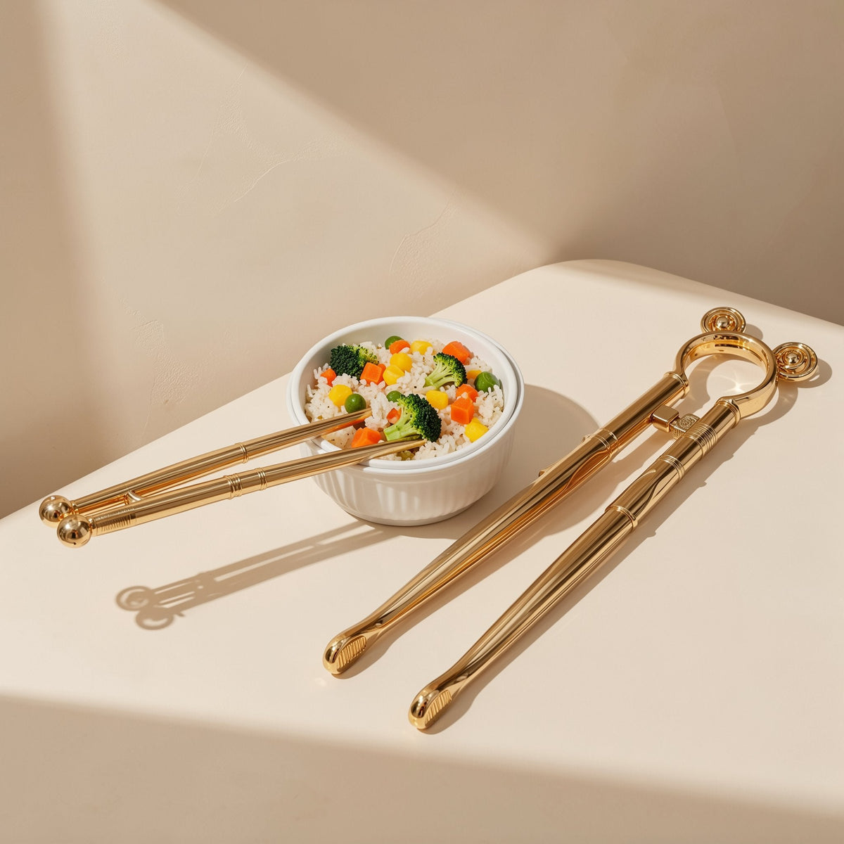 Children’s plastic training chopsticks with an automatic return mechanism and round-head style