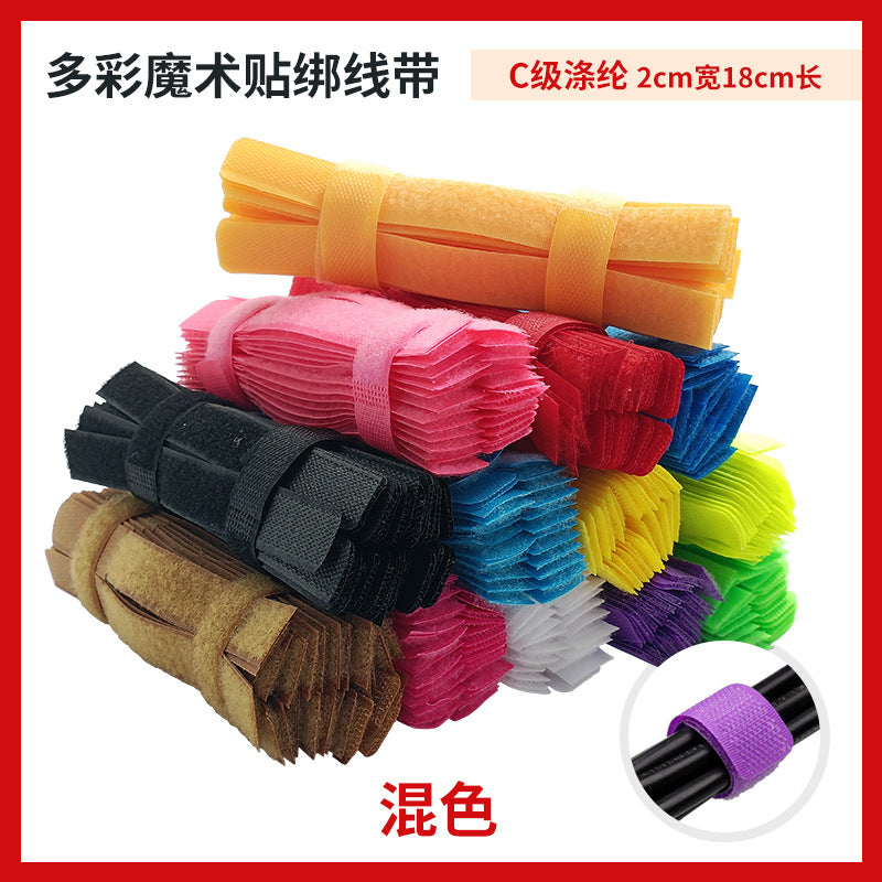 Colorful Velcro cable ties for bundling plants, organizing wires, toy tidying, data cable storage, cable management straps with hooks, wholesale - image 1