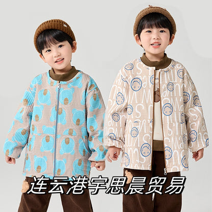 Baby waterproof smock long-sleeved autumn and winter down jacket anti-dirt protective clothing boys' art apron children's eating apron - image 1