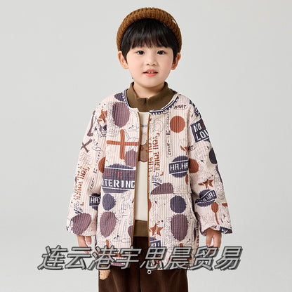 Baby waterproof smock long-sleeved autumn and winter down jacket anti-dirt protective clothing boys' art apron children's eating apron - image 2