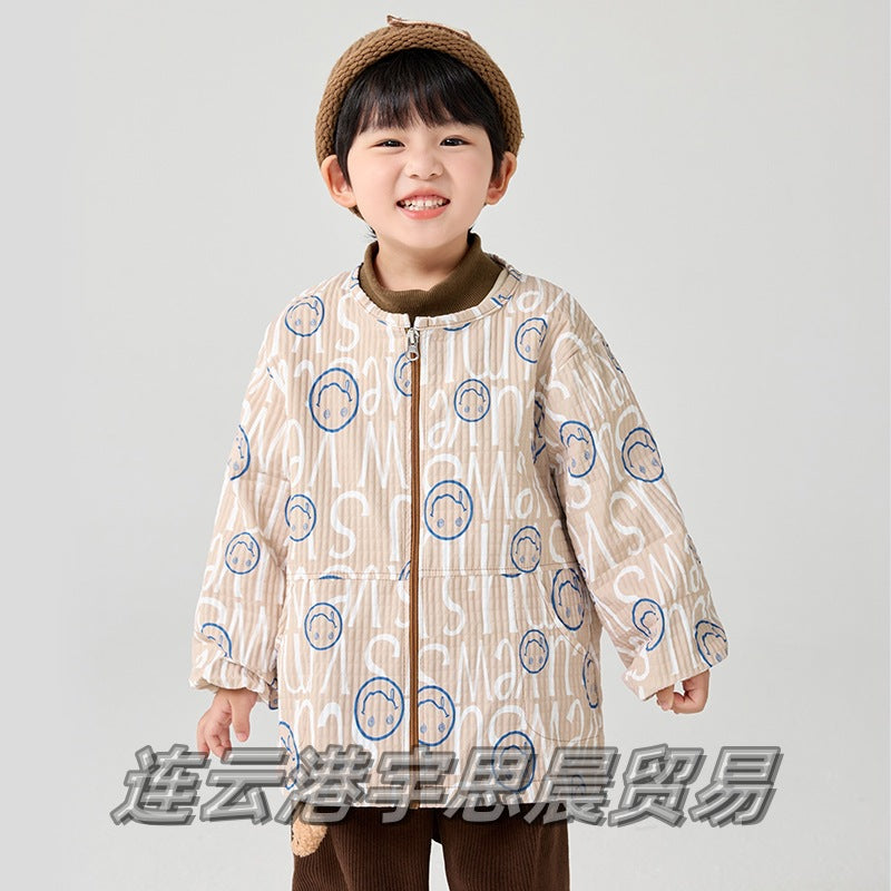 Baby waterproof smock long-sleeved autumn and winter down jacket anti-dirt protective clothing boys' art apron children's eating apron - image 4