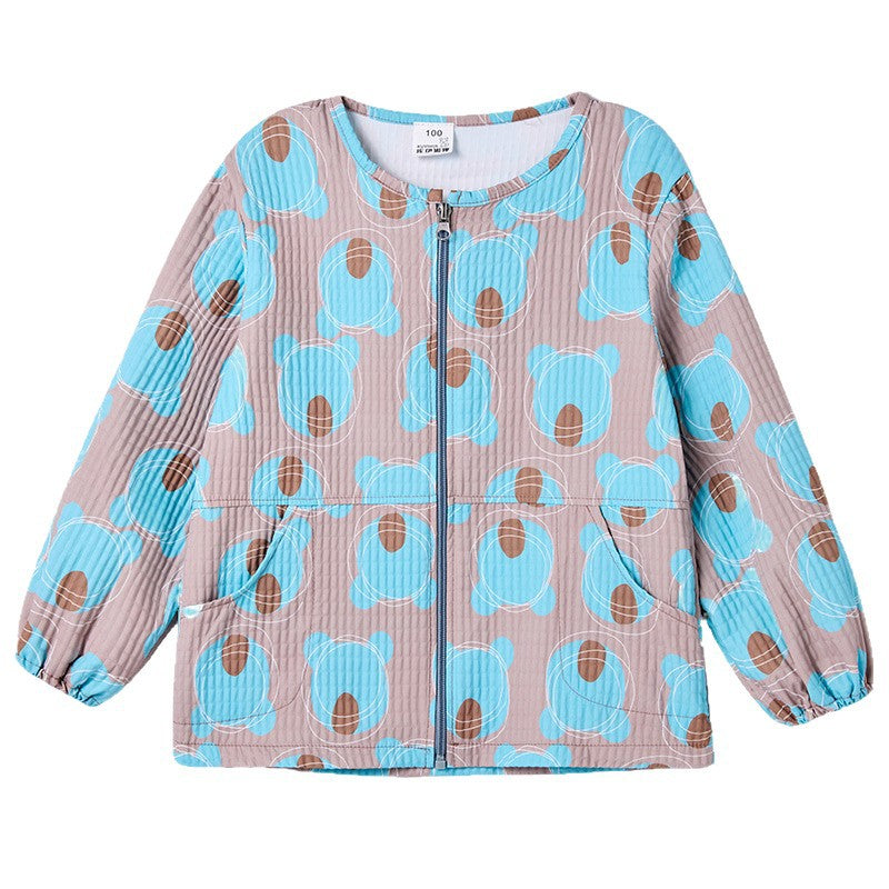 Baby waterproof smock long-sleeved autumn and winter down jacket anti-dirt protective clothing boys' art apron children's eating apron - image 5