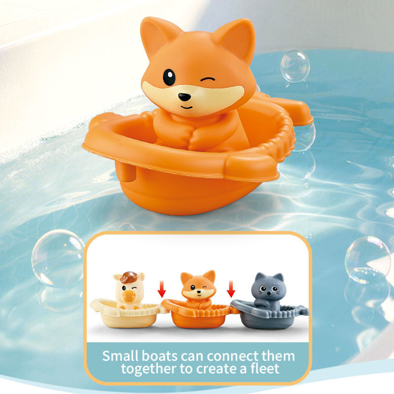 Cross-border bathroom water play toys, stackable floating boats, animal finger boats, baby and children's bath toys - image 3