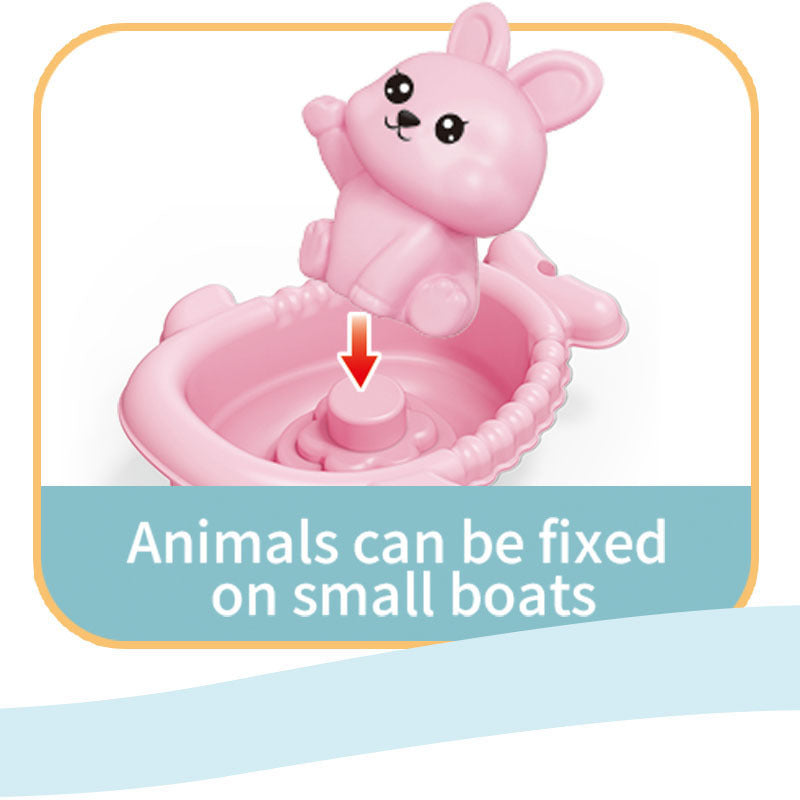 Cross-border bathroom water play toys, stackable floating boats, animal finger boats, baby and children's bath toys - image 4
