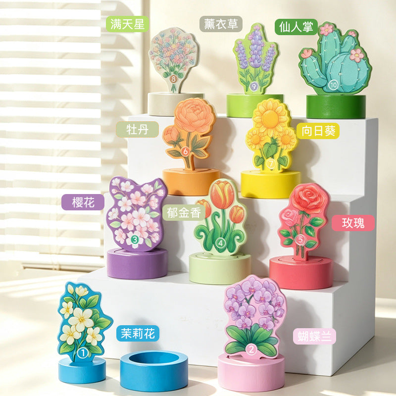 Children's plant shape matching toy, baby color and shape classification cognitive early education wooden educational toy - image 2