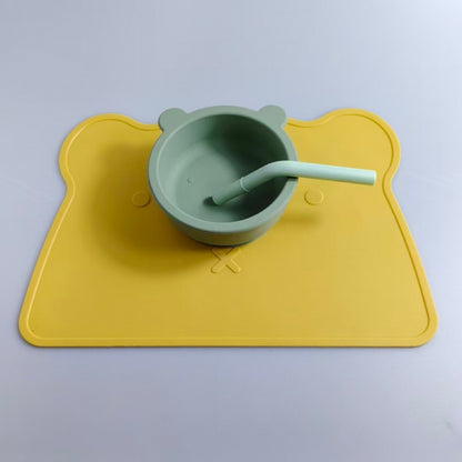 Bear-shaped silicone placemat for children, non-slip, heat-resistant, waterproof, baby and infant dining table mat, food-grade bowl mat, tableware - image 3