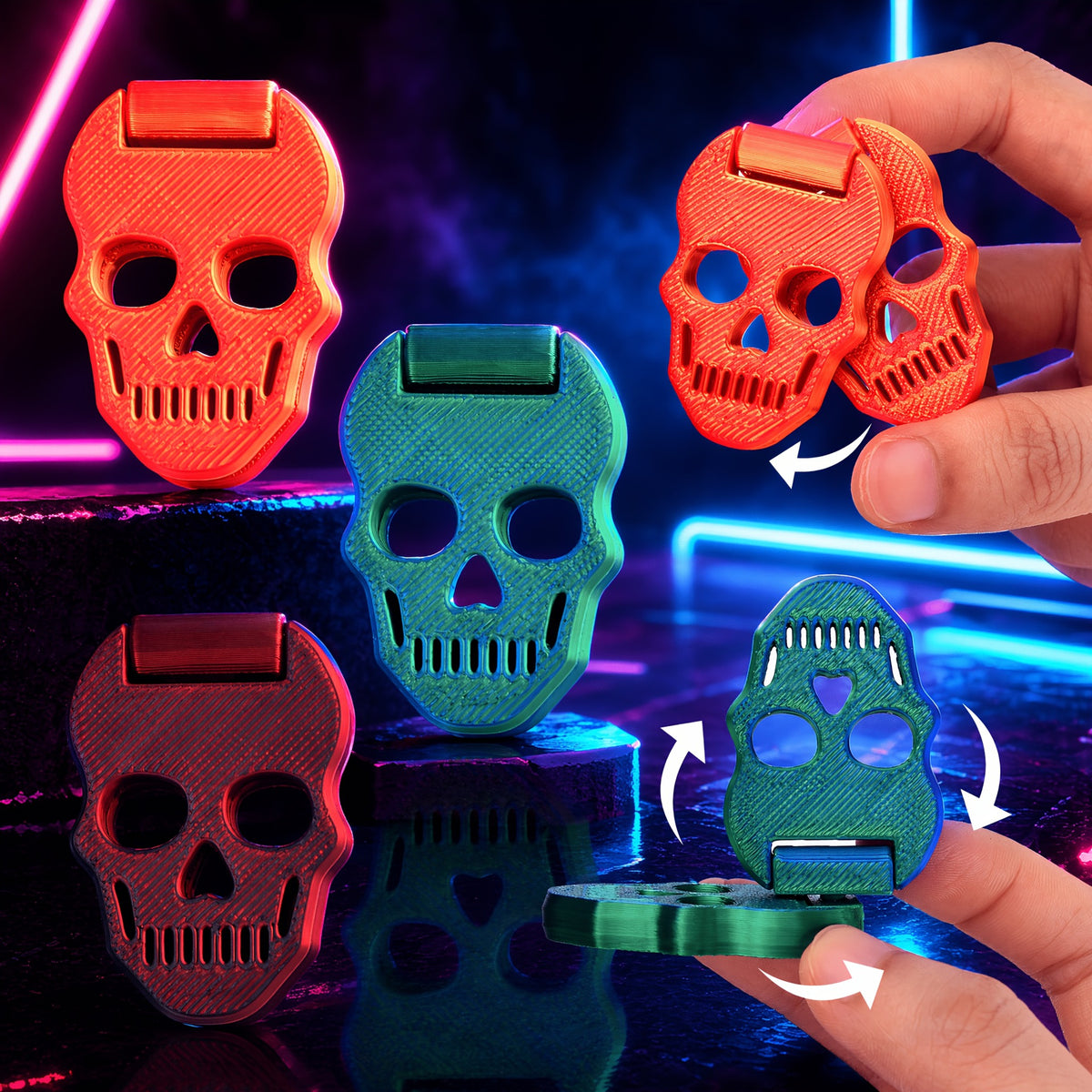 Cross-border new product: 3D printed skull slider, stylish Halloween stress-relief finger toy for exercising finger flexibility - image 1