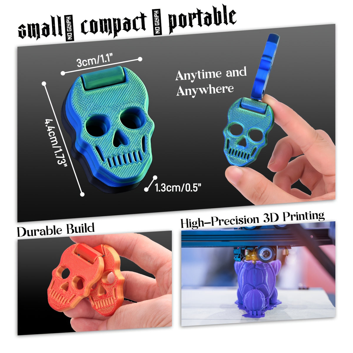 Cross-border new product: 3D printed skull slider, stylish Halloween stress-relief finger toy for exercising finger flexibility - image 2
