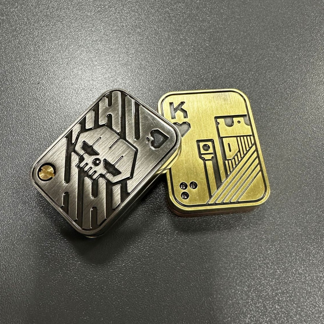 AK brand metal playing cards magnetic stress-relief slider toy, finger spinner, snap coin, EDC stress-relief toy - image 3