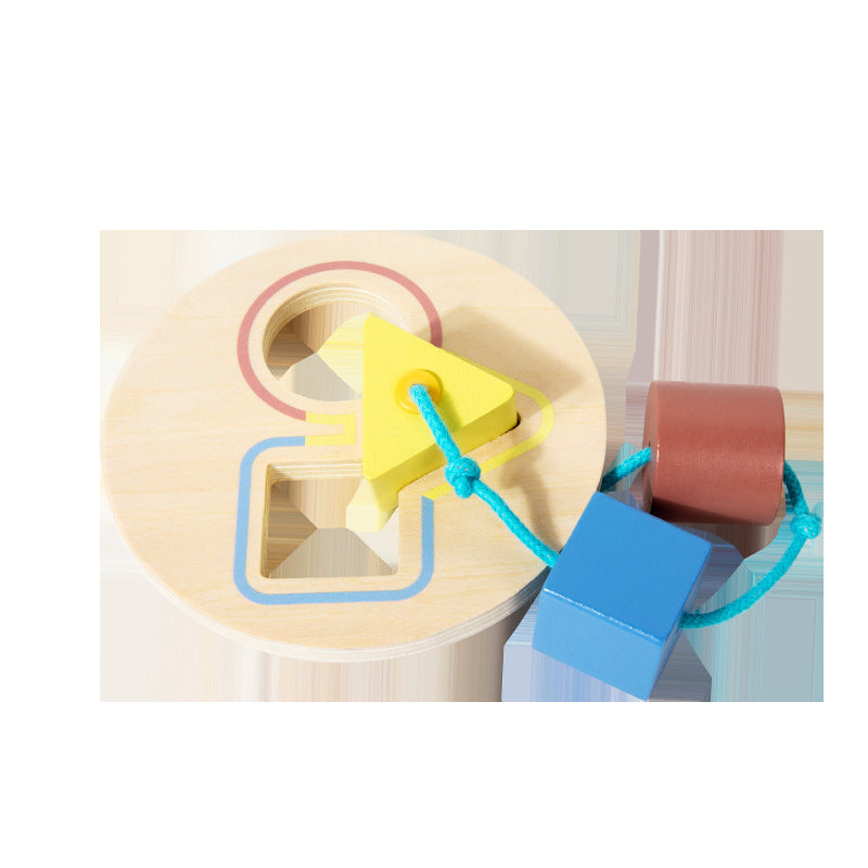 Children's Wooden Shape Matching Board with Strings, Baby Geometric Cognition Beading Toy for 1-3 Year Olds, Montessori Early Education Teaching Tool - image 5