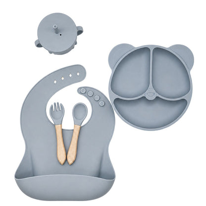 Cross-border children's silicone dinnerware set, five-piece set of baby and maternity products, baby food bowl, silicone baby bowl, baby food spoon - image 5
