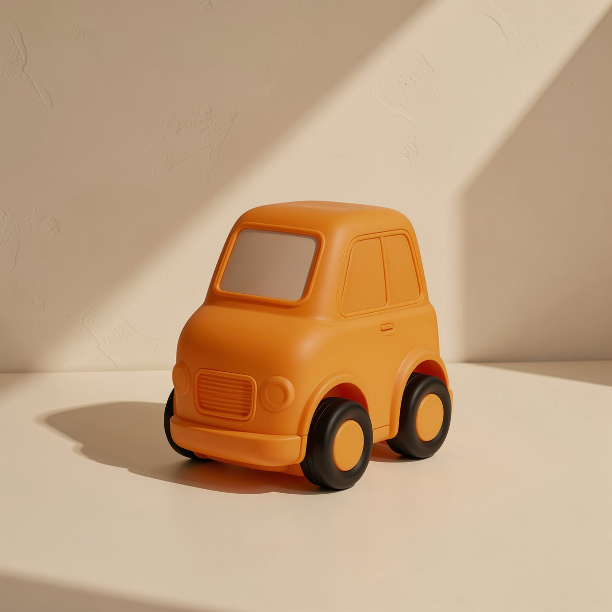 Cartoon-style vinyl toy car with touch-activated multicolored flashing lights - view 2
