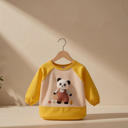 Long-sleeve children’s bib apron with a cartoon pattern - view 2