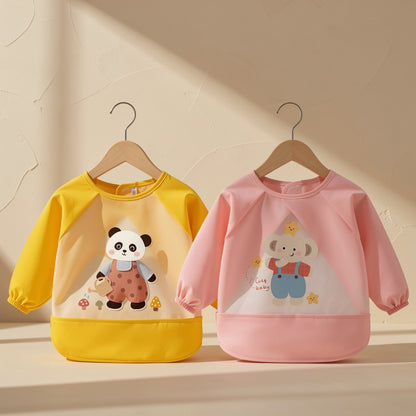 Long-sleeve children’s bib apron with a cartoon pattern - view 4