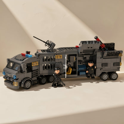 Mechshift transforming police mecha building-block toy with car form - view 2