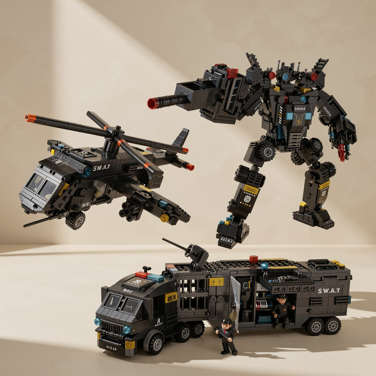 Mechshift transforming police mecha building-block toy with car form - view 3