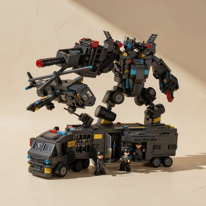 Mechshift transforming police mecha building-block toy with car form - view 5