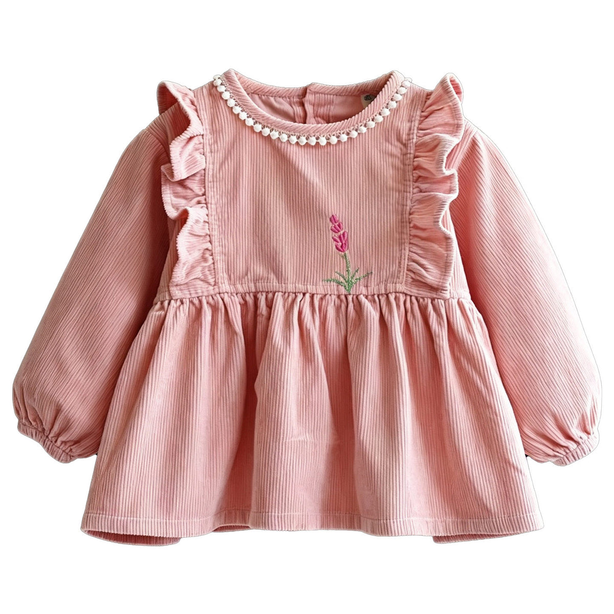 Baby apron made of pure cotton, waterproof, reverse-wear, corduroy long-sleeve apron for girls, princess-style kindergarten feeding clothes - image 5