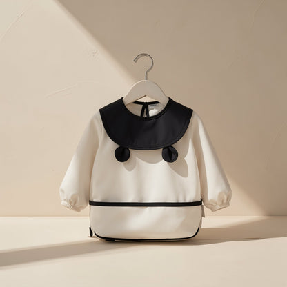 Long-sleeve feeding bib made from 100% polyester fiber