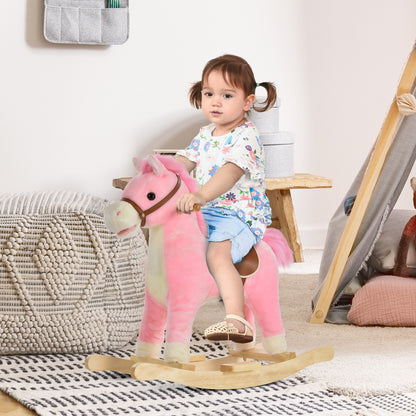 Rocking Horse Plush Animal on Wooden Rockers, Baby Rocking