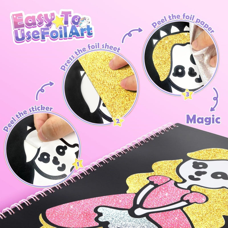 Foil Art Craft Kit for Kids, Children's Cartoon DIY Creative