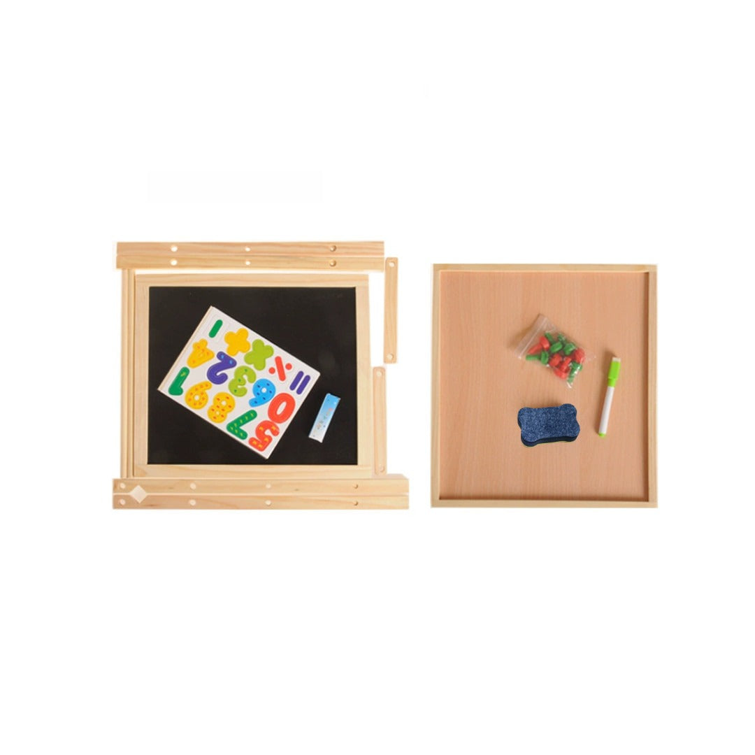 Kids 2 in 1 Wooden Blackboard Whiteboard Children Art Easel