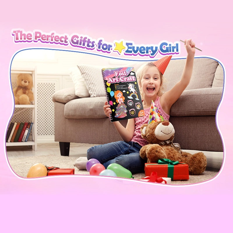 Foil Art Craft Kit for Kids, Children's Cartoon DIY Creative