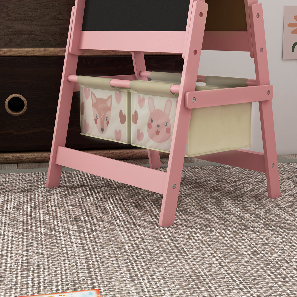 Art Easel for Kids with Paper Roll, Blackboard, Whiteboard,