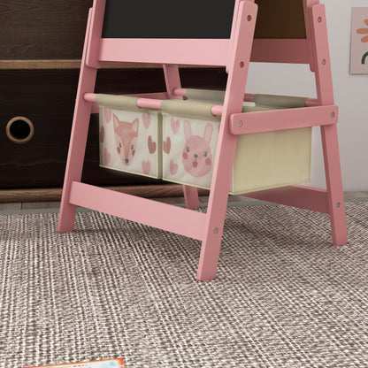 Art Easel for Kids with Paper Roll, Blackboard, Whiteboard,
