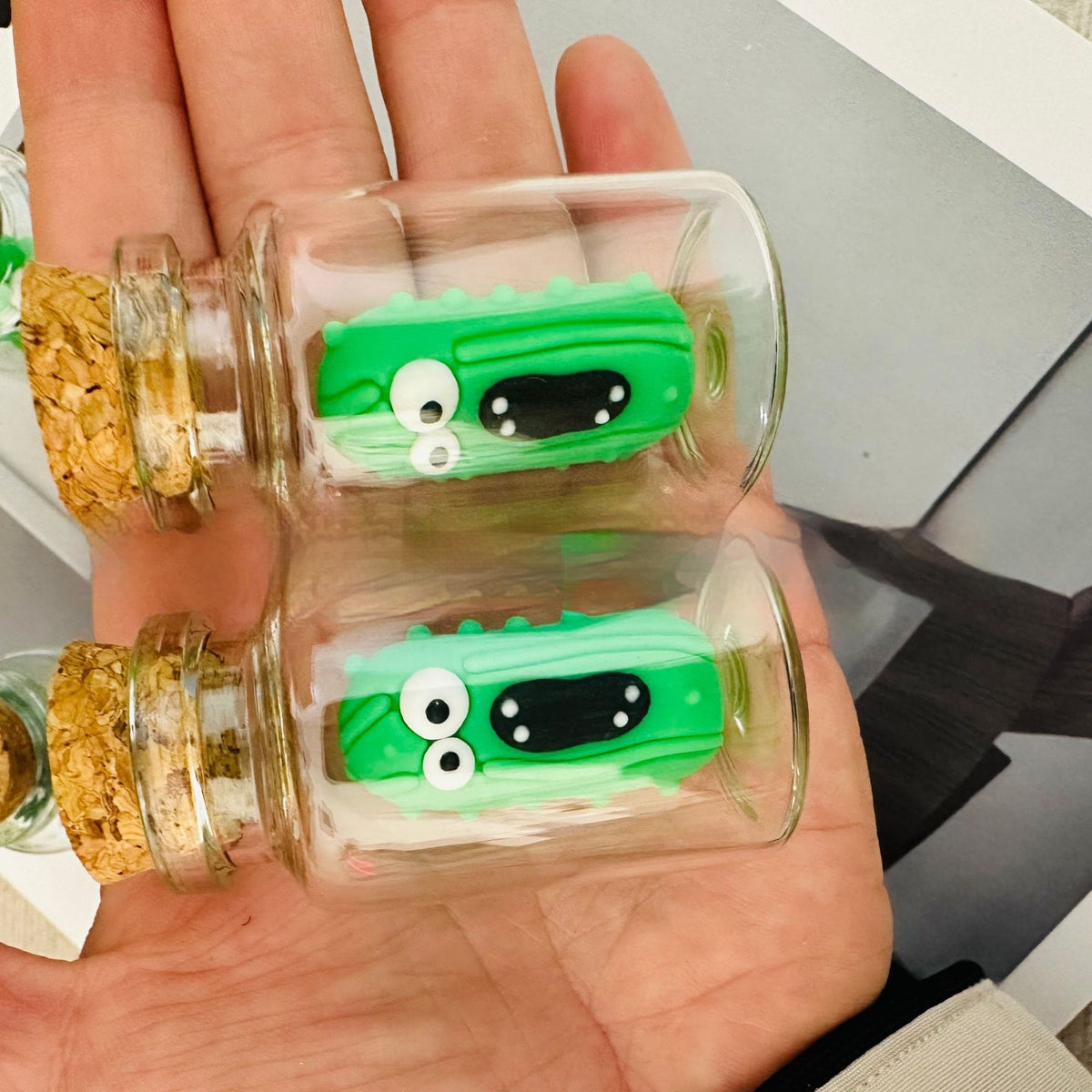 Miniature Glass Screaming Pickle in a Bottle