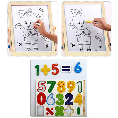 Kids 2 in 1 Wooden Blackboard Whiteboard Children Art Easel