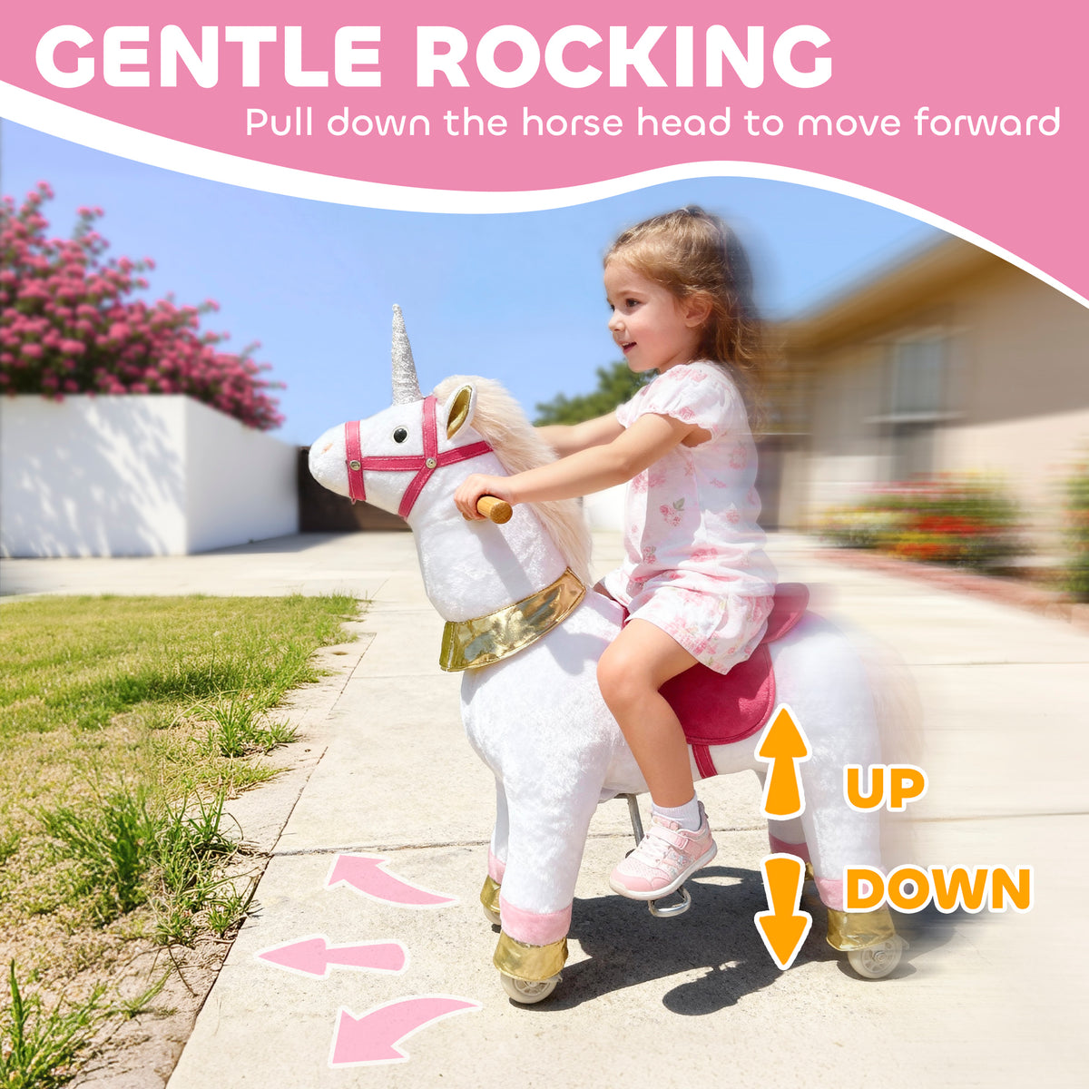 Ride on Unicorn Toy for Kids 3-5 Years, 29.5 Inch Plush Baby