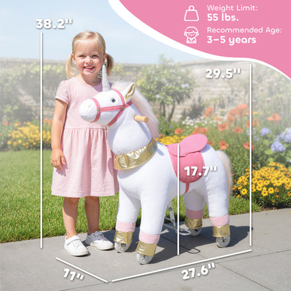 Ride on Unicorn Toy for Kids 3-5 Years, 29.5 Inch Plush Baby