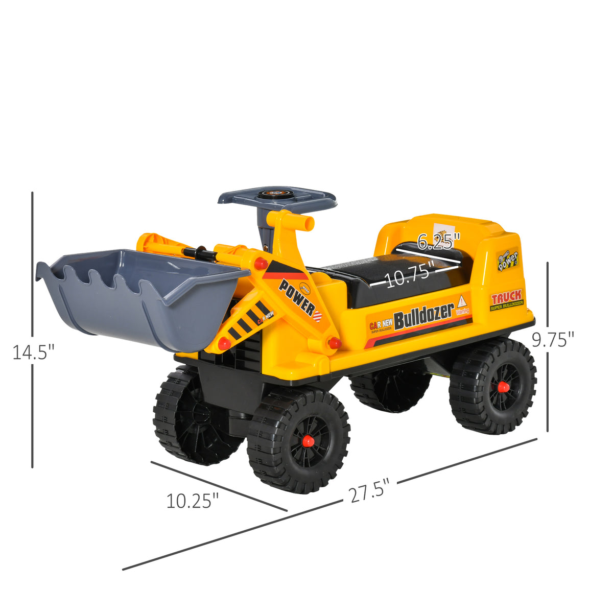 Kids Bulldozer Ride-on Toy for Toddler with Tough Wheels,