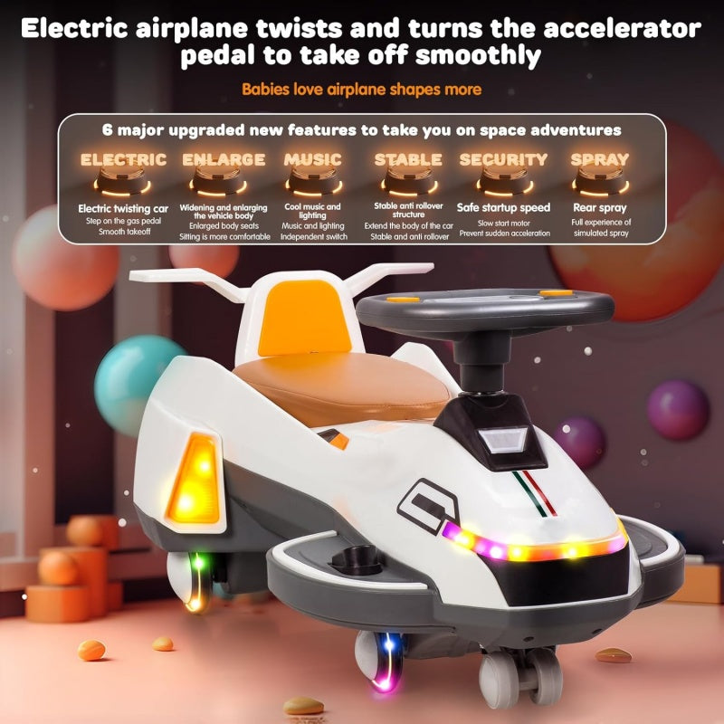 Electric Ride on Wiggle Car for Kids Toddlers with Light