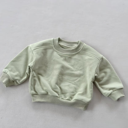 New Style Round-neck Solid-colored Terry-fleece Sweatshirt for
