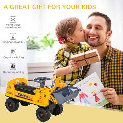 Kids Bulldozer Ride-on Toy for Toddler with Tough Wheels,
