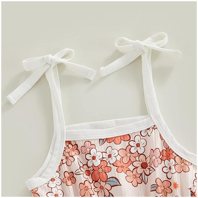 Toddler Baby Girl Clothing,floral Jumpsuit with Tie Up,jumpsuit